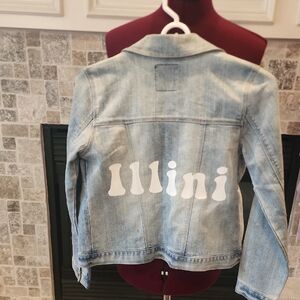 Levi's Blue Jean Jacket with Unique Back Design Fighting Illini UOI